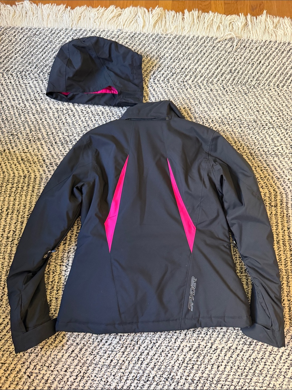 Spyder Black Ski Jacket with Pink Accents - Picture 7 of 9